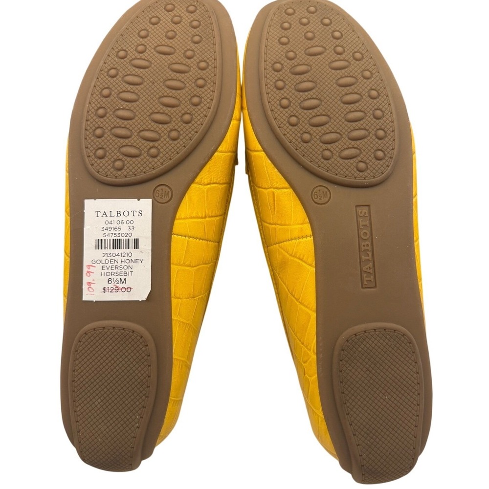 Talbots Everson Horsebit Loafers Golden Honey Yellow Leather Driving Mocs 6.5M - Picture 7 of 7